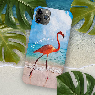 Capa Para iPhone 11 Pro Max Belo Flamingo Elegante Na Arte De Aquarela De Prai