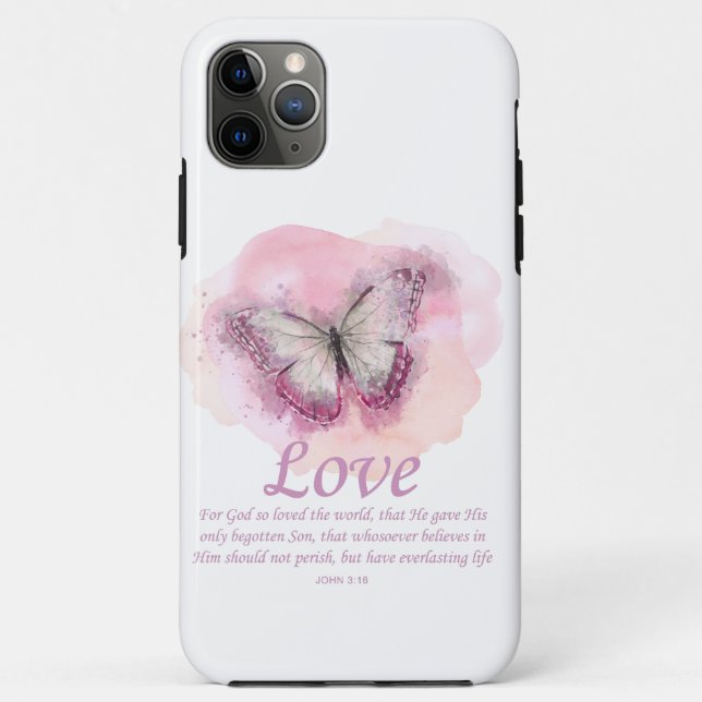 Capa Para iPhone 11 Pro Max Bíblia cristã de mulher Verse Butterfly:Amor (Verso)