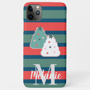 Capa Para iPhone 11 Pro Max Biscoitos de Natal e Listras de Férias