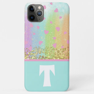 Capa Para iPhone 11 Pro Max Bloco de cor Dourado da Lente Arco-Íris do Pastel