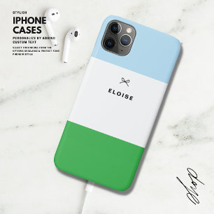 Capa Para iPhone 11 Pro Max Bloco de Cor Verde e Azul, Arco Moderno e Bonito