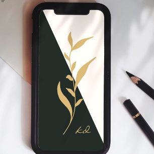 Capa Para iPhone 11 Pro Max Bloco de Cor Verde Monograma Geométrico Abstrato