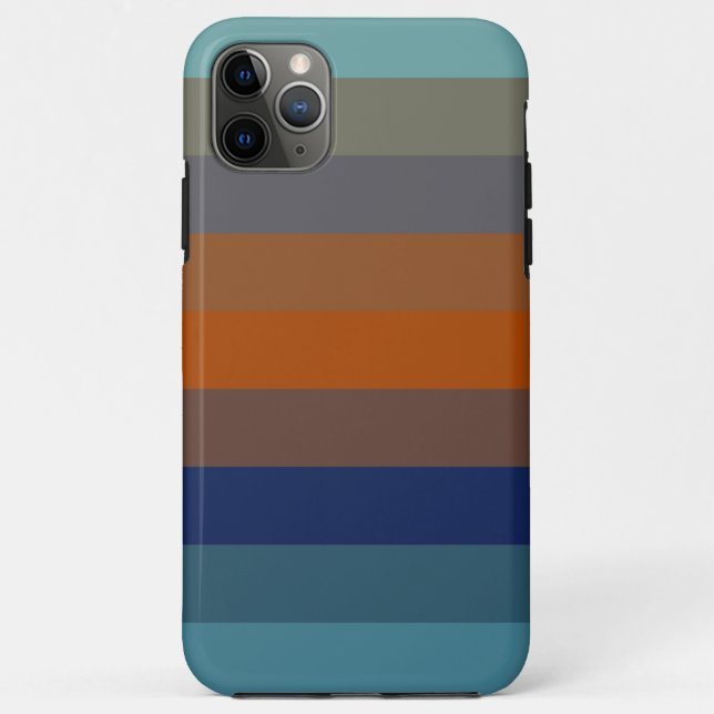 Capa Para iPhone 11 Pro Max Blue, orange, green, and gray stripes (Verso)