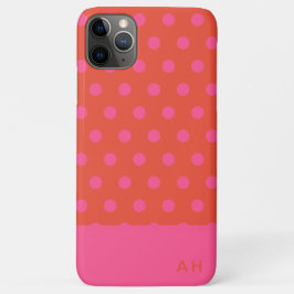 Capa Para iPhone 11 Pro Max Bolinhas Rosa e Vermelho Monograma de cor laranja