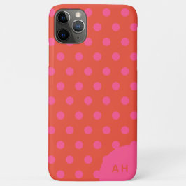 Capa Para iPhone 11 Pro Max Bolinhas Rosa e Vermelho Monograma de cor laranja