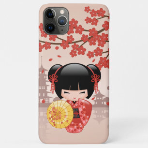 Capa Para iPhone 11 Pro Max Boneca Red Sakura Kokeshi - Geisha Japonesa