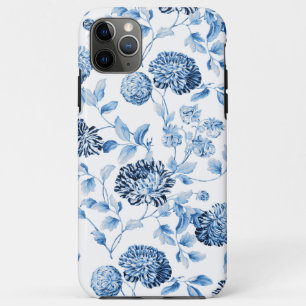 Capa Para iPhone 11 Pro Max Bonito Chic Blue Vintage Floral
