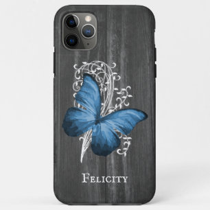 Capa Para iPhone 11 Pro Max Borboleta Russa Azul Personalizada