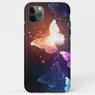 Capa Para iPhone 11 Pro Max Borboletas noturnas brilhantes