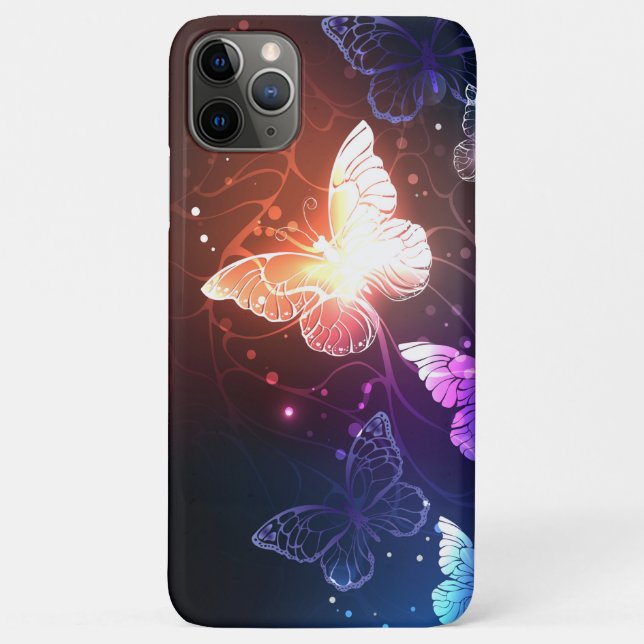 Capa Para iPhone 11 Pro Max Borboletas noturnas brilhantes (Verso)