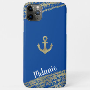 Capa Para iPhone 11 Pro Max Bordas Douradas Rebuscadas Azul-Marinho de Marinhe