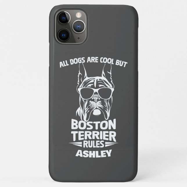 Capa Para iPhone 11 Pro Max Boston Terrier Regras Engraçadas Todos Os Cachorro (Verso)