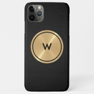 Capa Para iPhone 11 Pro Max Botão Dourado e metal preto inoxidável