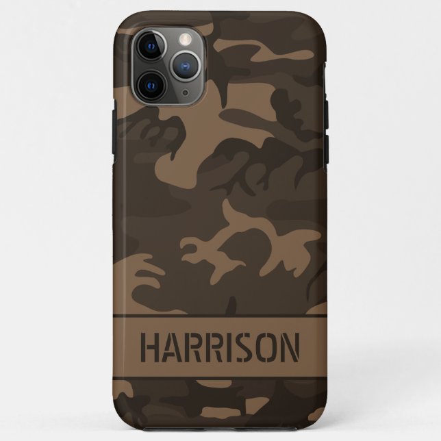 Capa Para iPhone 11 Pro Max Brown Camouflage (Verso)