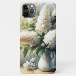 Capa Para iPhone 11 Pro Max Bush de Borboleta Branca de Verão Colorido Aquarel