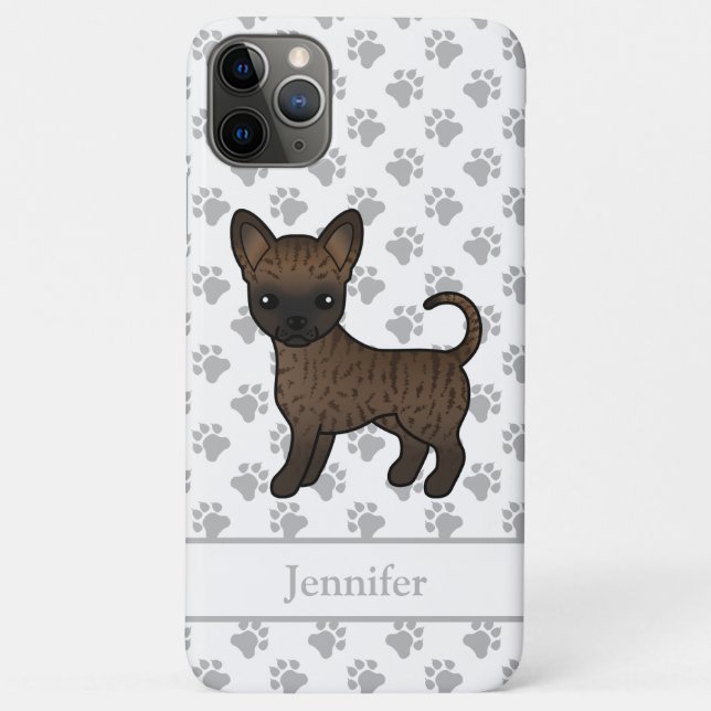 Capa Para iPhone 11 Pro Max Cachorro de desenho animado Chihuahua com pelo lis (Verso)
