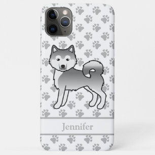 Capa Para iPhone 11 Pro Max Cachorro e nome do Silver Alaskan Malamute Cute