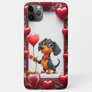Capa Para iPhone 11 Pro Max Cachorro fofo do Dia dos Namorados