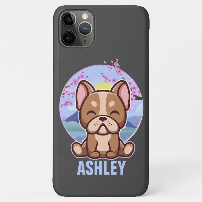 Capa Para iPhone 11 Pro Max Cachorro Kawaii, Cachorro-Presente Francês Pet (Verso)