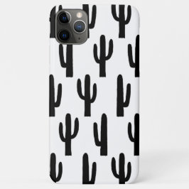 Capa Para iPhone 11 Pro Max Cacto preto e branco. Padrão de cactos modernos