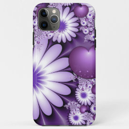 Capa Para iPhone 11 Pro Max Cair no Amor Flores Abstratas & Corações Fractal