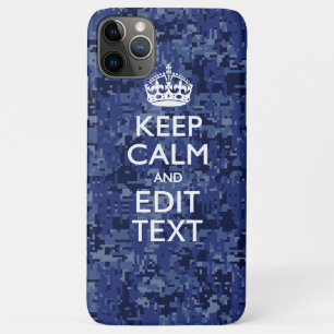 Capa Para iPhone 11 Pro Max Camo Digital Azul CONTINUA A CALMAR O Texto