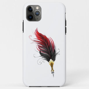 Capa Para iPhone 11 Pro Max Caneta de penas vermelhas com ninho de ouro