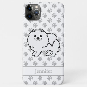 Capa Para iPhone 11 Pro Max Cão e nome do desenho animado branco da Pomerânia