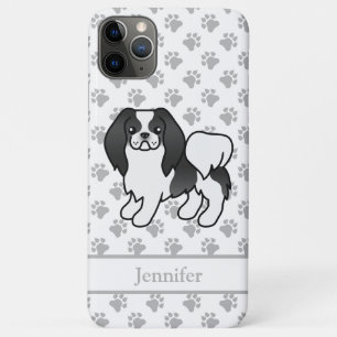 Capa Para iPhone 11 Pro Max Cão e nome do desenho animado japonês preto e bran