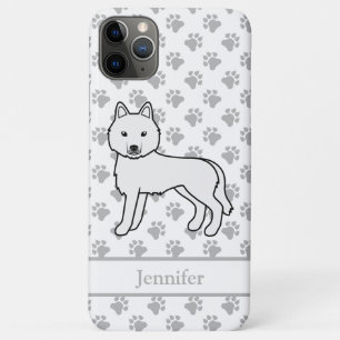 Capa Para iPhone 11 Pro Max Cão e nome do desenho animado siberiano branco