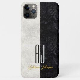 Capa Para iPhone 11 Pro Max Capa de iPhone em Mármore Monograma Black Gold