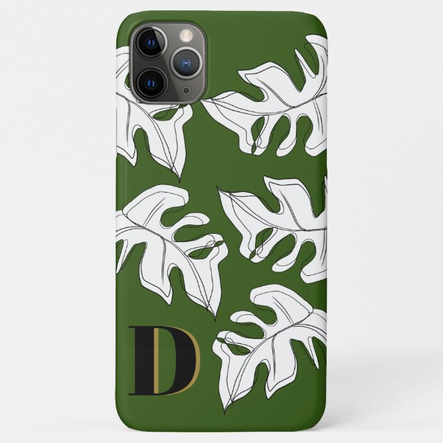 Capa Para iPhone 11 Pro Max Casamento Botânico Monstera Preto Branco (Verso)