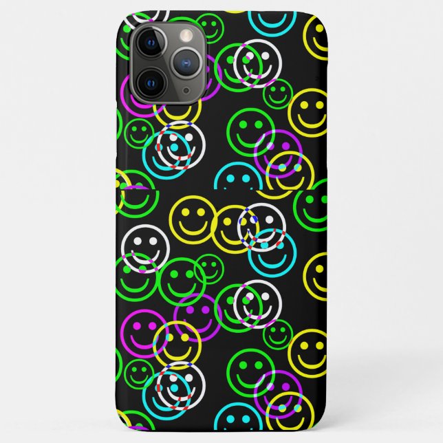 Capa Para iPhone 11 Pro Max Caso do Neon Happy Face iPad (Verso)