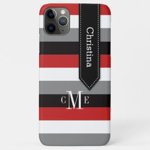 Capa Para iPhone 11 Pro Max Caso iPhone 11   Stripes   Vermelho, Cinza, Preto