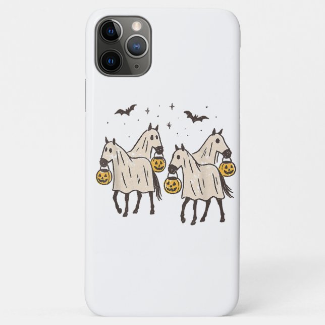 Capa Para iPhone 11 Pro Max Cavalos Fantasmas Fofos no Halloween Doces ou Trav (Verso)