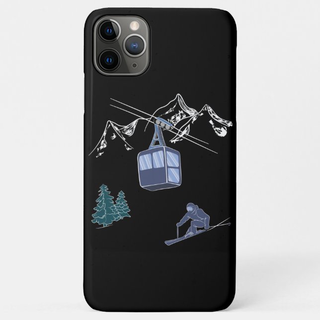 Capa Para iPhone 11 Pro Max Cena de Esqui Esportes de Inverno (Verso)