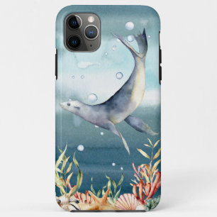 Capa Para iPhone 11 Pro Max Cena Submarina Legal Aquática de Leão do Mar