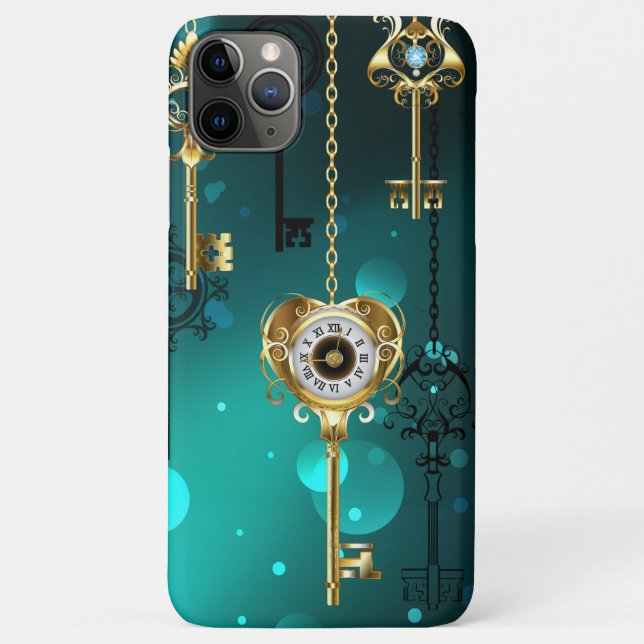 Capa Para iPhone 11 Pro Max Chaves de Esqueleto Anticas em Fundo Verde (Verso)