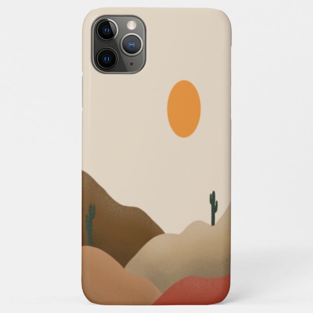 Capa Para iPhone 11 Pro Max Chic Boho Terracotta Desert Cactus (Verso)