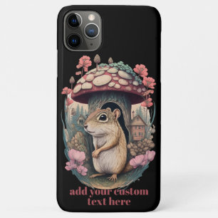 Capa Para iPhone 11 Pro Max Chipmunk Mushroom Wildflower Cottagecore Personali