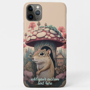 Capa Para iPhone 11 Pro Max Chipmunk Mushroom Wildflower Cottagecore Personali