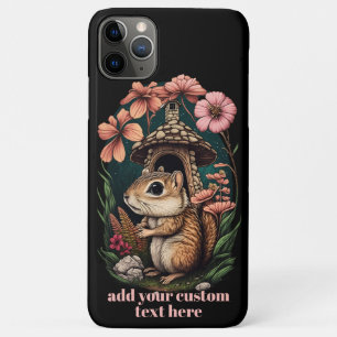 Capa Para iPhone 11 Pro Max Chipmunk Mushroom Wildflower Cottagecore Personali