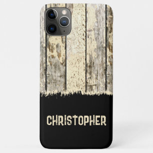 Capa Para iPhone 11 Pro Max Cinza creme e madeira russa negra