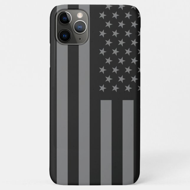 Capa Para iPhone 11 Pro Max Cinza Negra de Bandeira Americana (Verso)