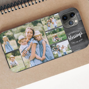 Capa Para iPhone 11 Pro Max Cinza Rústica De Colagem De Fotografias