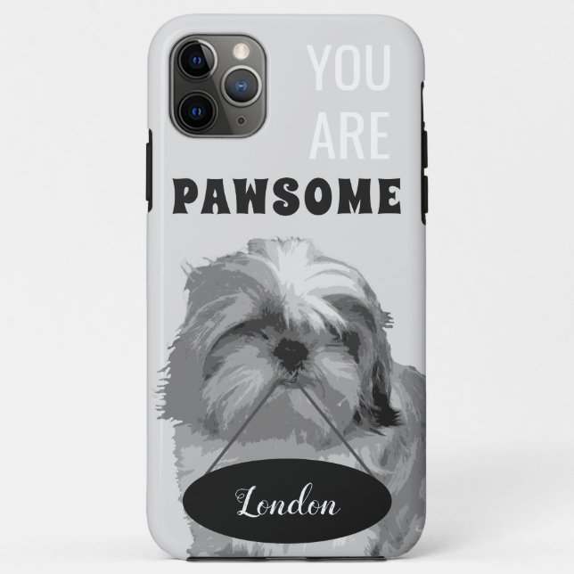 Capa Para iPhone 11 Pro Max Cinza Shih Tzu iPhone 11 Pro Max Case (Verso)