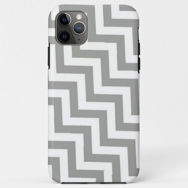 Capa Para iPhone 11 Pro Max Cinza White Chevron (Verso)