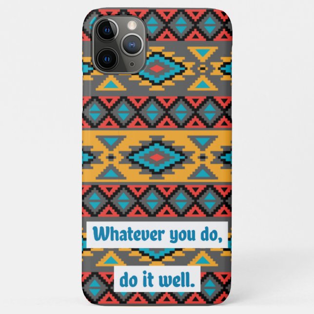 Capa Para iPhone 11 Pro Max Citação Geométrica Tribal (Verso)