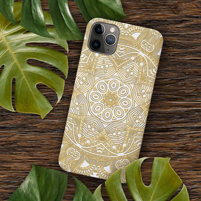 Capa Para iPhone 11 Pro Max Classy Faux Dourado Mandala Art Patterno Sobre Bra (Criador carregado)