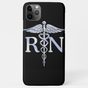 Capa Para iPhone 11 Pro Max Cobra de Enfermeiro RN Registrado em Preto